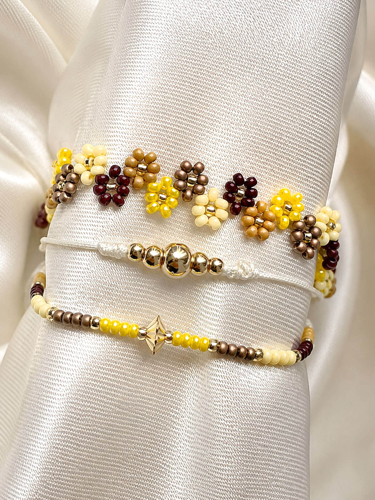 Set de Pulseras Tonos Otoño en Mostacilla