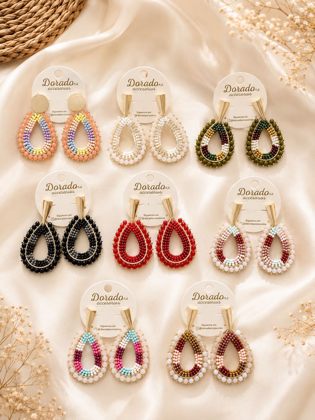 Aretes artesanales en forma de gota