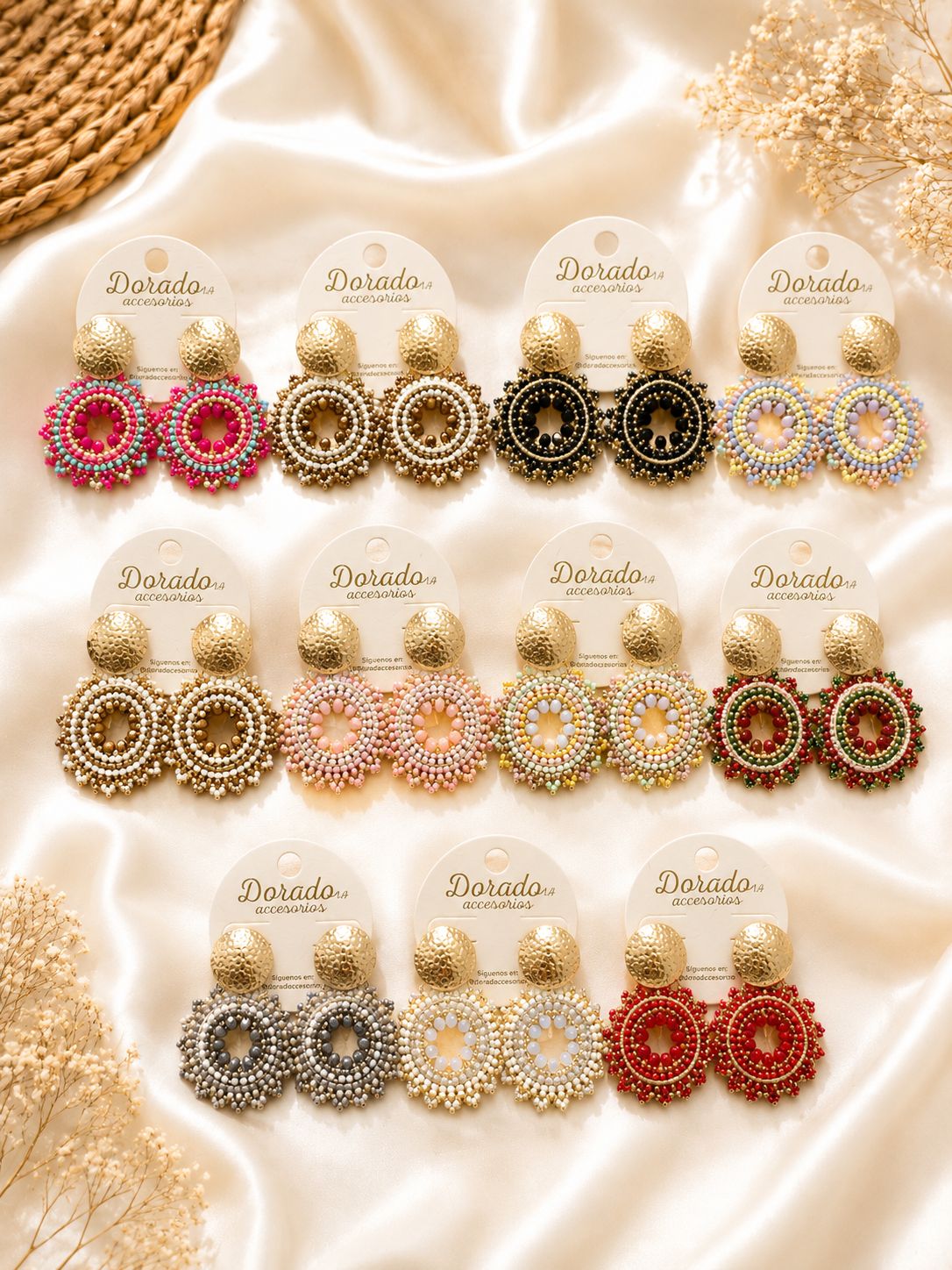 Aretes en cuentas con forrado