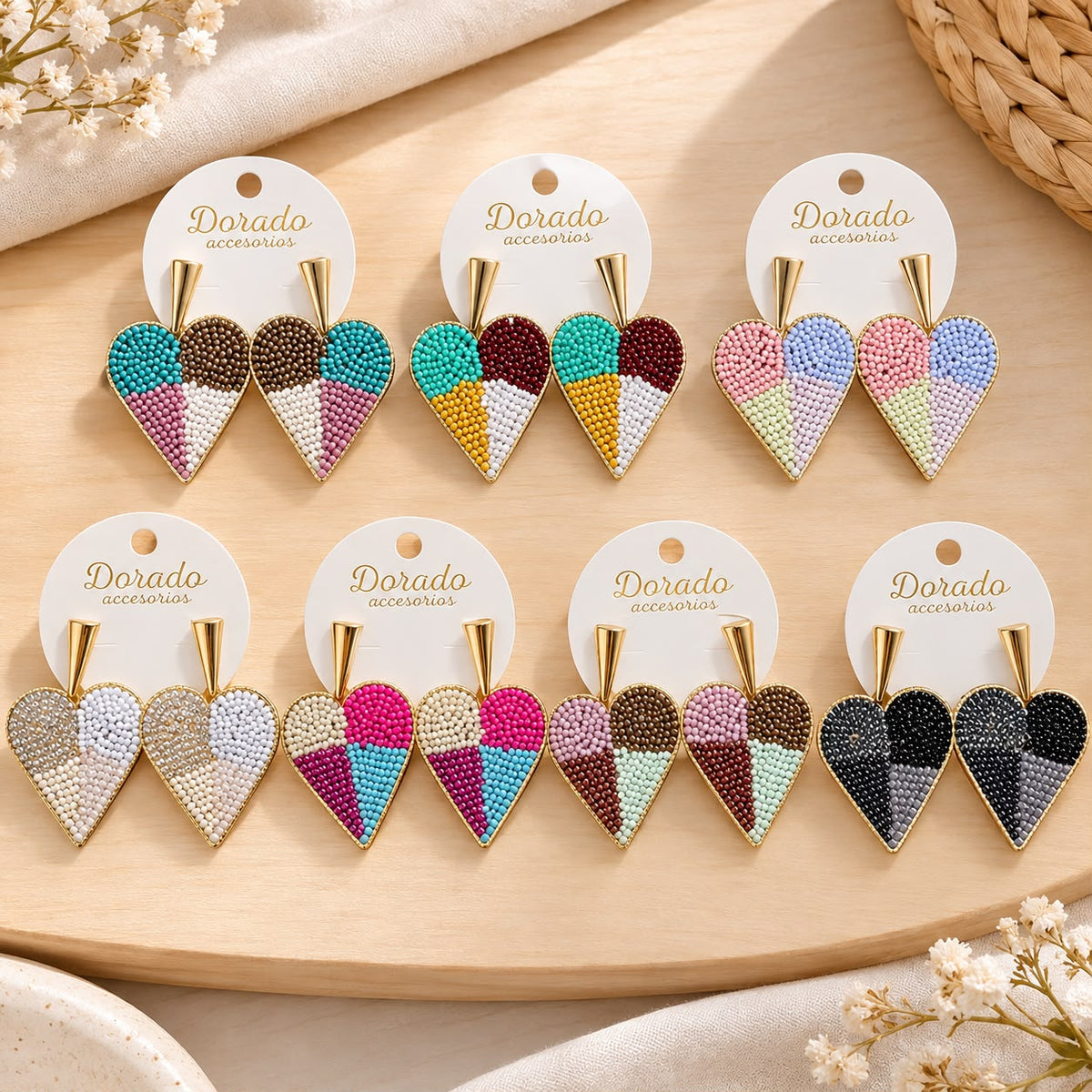 Aretes tejidos Corazón