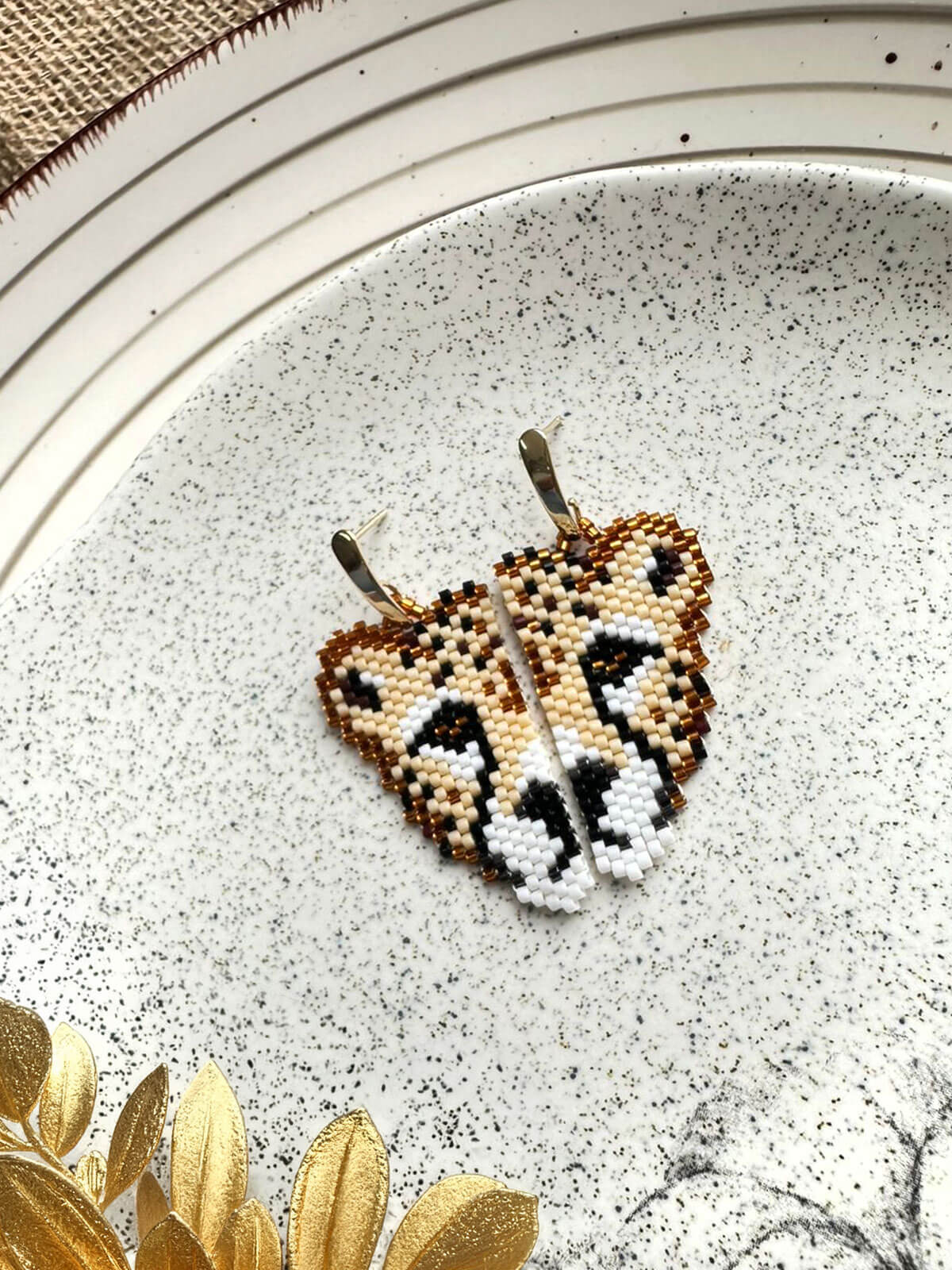 Aretes Tigre Tejido en Miyuki