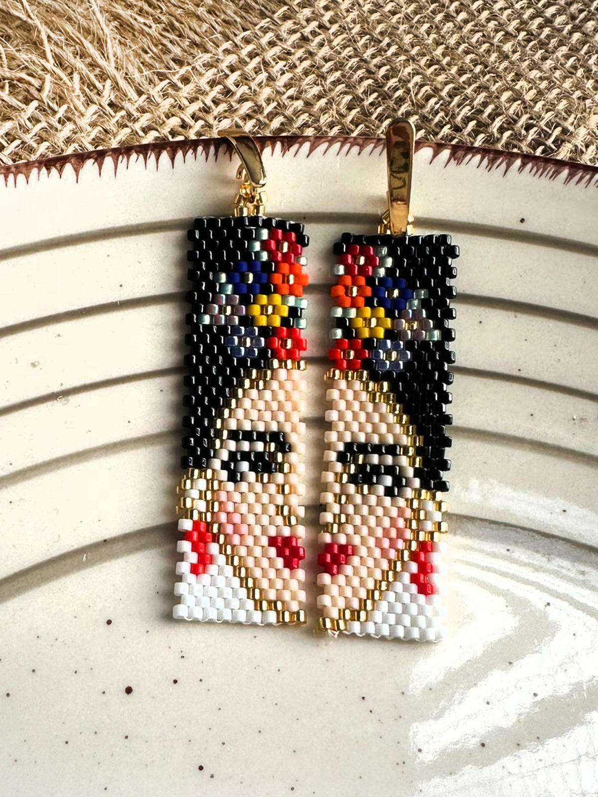 Aretes de Frida Kahlo Tejidos en Miyuki